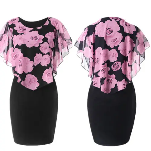 Для женщин леди с цветочным принтом для девочек Нарядное платье без рукавов