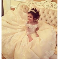 princess flower girl dresses 2020 little girls birthday party ball gown kids wedding pageant communion dresses with train