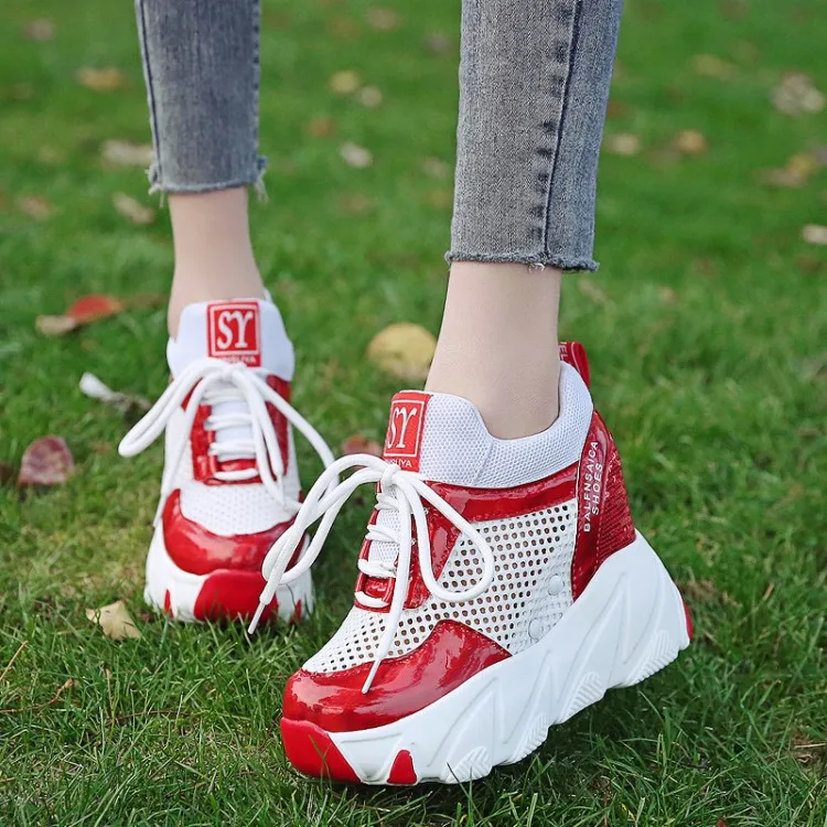 Новинка 2019 женская повседневная обувь на платформе сетчатые дышащие туфли