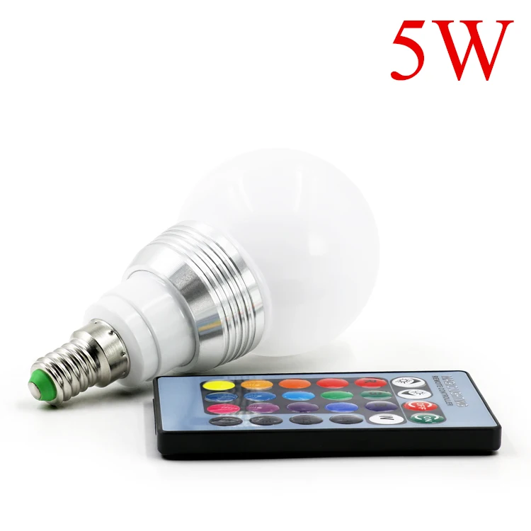 EnwYe E27 E14 светодиодный RGB лампа AC110V 220V 3W 5W точечный светильник с регулируемой яркостью волшебный праздник RGB светильник ing+ ИК пульт дистанционного управления 16 цветов - Испускаемый цвет: E14 5W LED Bulb lamp