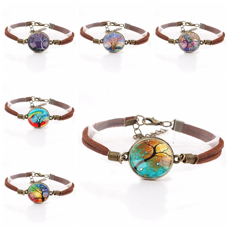 Браслет из искусственной кожи с изображением дерева жизни | Украшения и