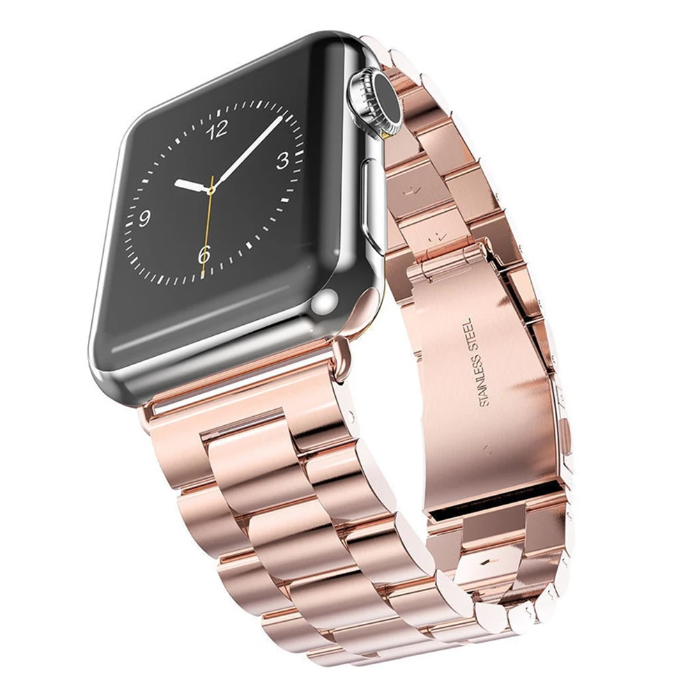 Ремешок из нержавеющей стали для Apple Watch band 44 мм 40 металлический роскошный браслет