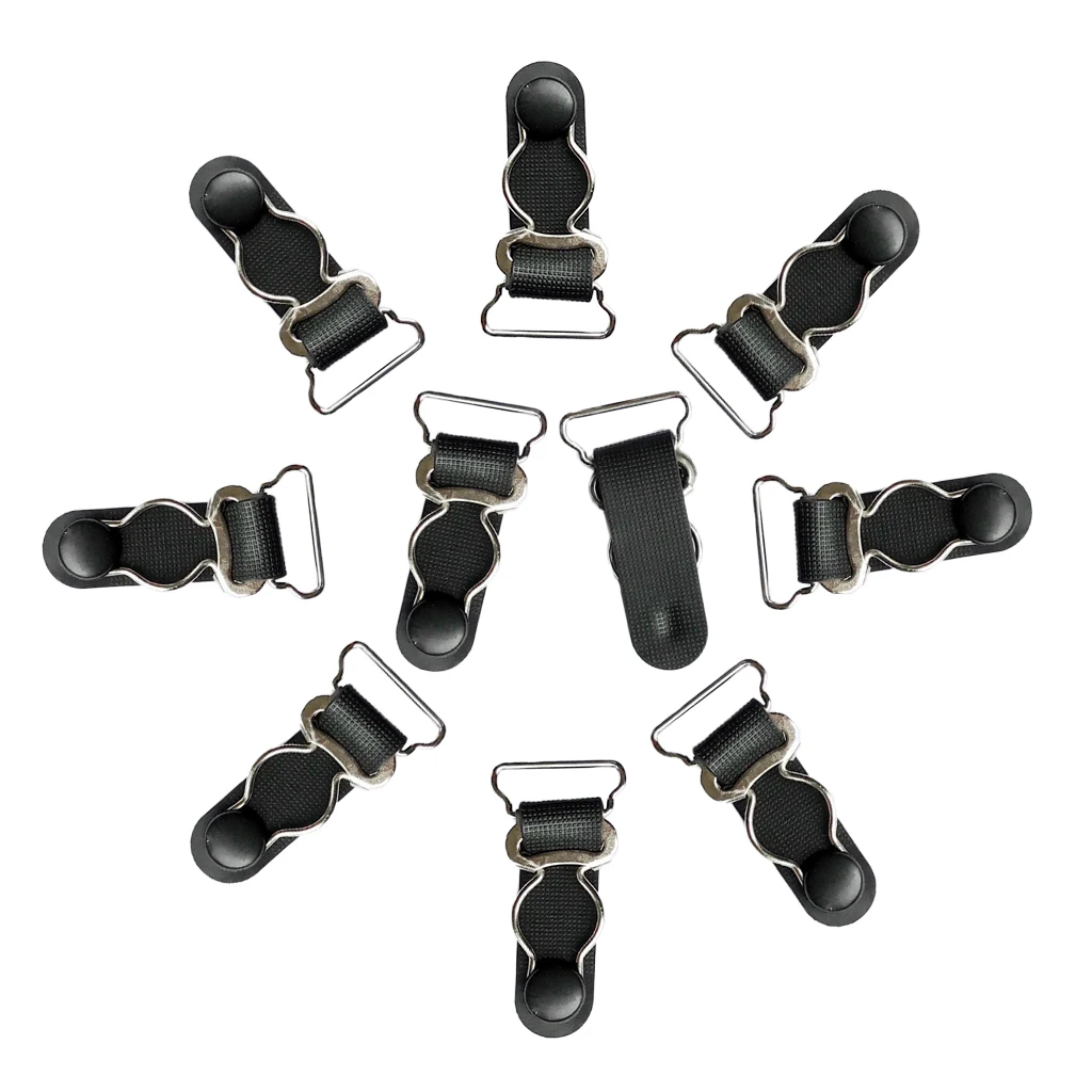 Black 20mm 10 шт., женские подвязки для ног, ремни, черные, белые, высокие чулки с подтяжками, пояс, металлические зажимы - Цвет: Black 20mm