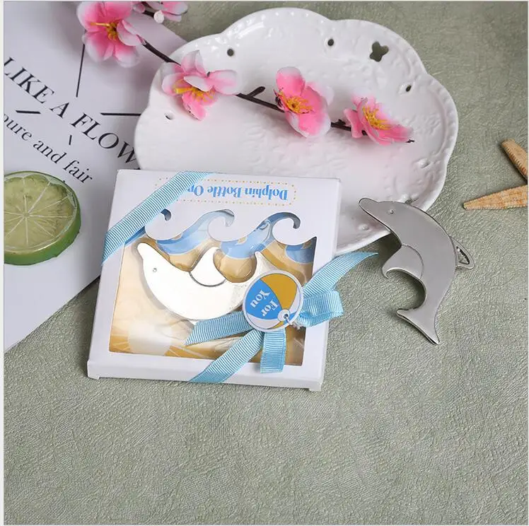 

DHL free shipping 100pcs/lot whlesale Beach Theme Party Souvenir Adorable Dolphin Bottle Opener Wedding Favors and Gifts
