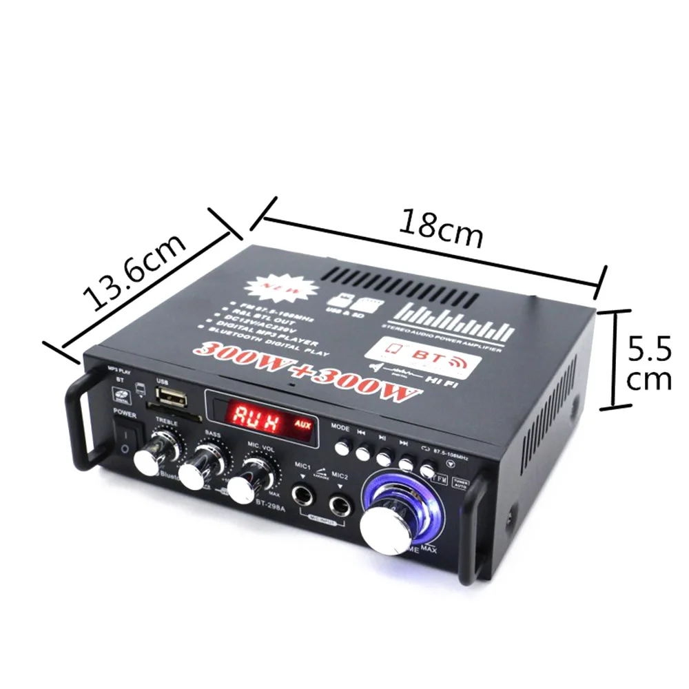 600 Вт DC12V AC220V автомобильный усилитель мини HiFi стерео аудио мощности с цифровым