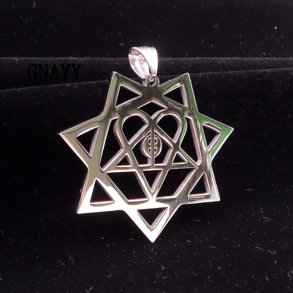 Gnayy ювелирные изделия больших размеров модные подарки mip-его Heartagram Нержавеющая сталь кулон W/30 дюйм(ов) мяч цепи