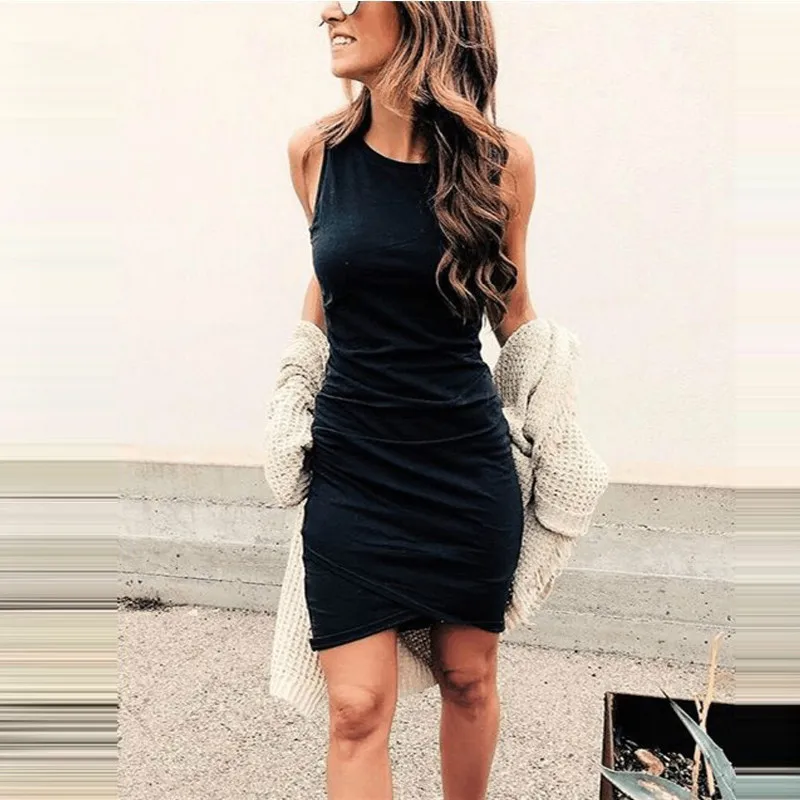 Летнее платье Женский Однотонный сарафан повседневное облегающее мини Тонкий