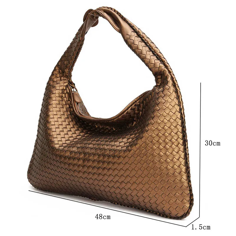

Knitting Women Handbags Single Shoulder Bags High Quality Leather Weaving Bags Large Size Hobos Handbags New Fashion Bags Female