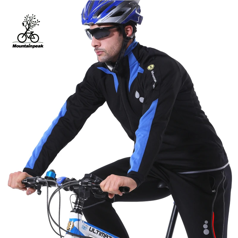 

Mountainpeak Winter Riding Clothes Fleece Suit Male Long Sleeved Thickened Bicycle Riding Trousers Warm Wind Rain