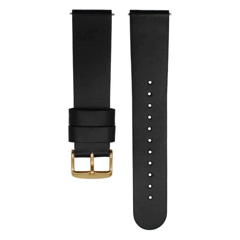 black gold buckle Минималистичный стиль, ремешок для часов из натуральной кожи, 18 мм, 20, 22 мм, ремешок для часов, быстросъемный ремешок, тонкий двойной слой, Воловья кожа, ремешок для часов - Цвет ремешка: black gold buckle