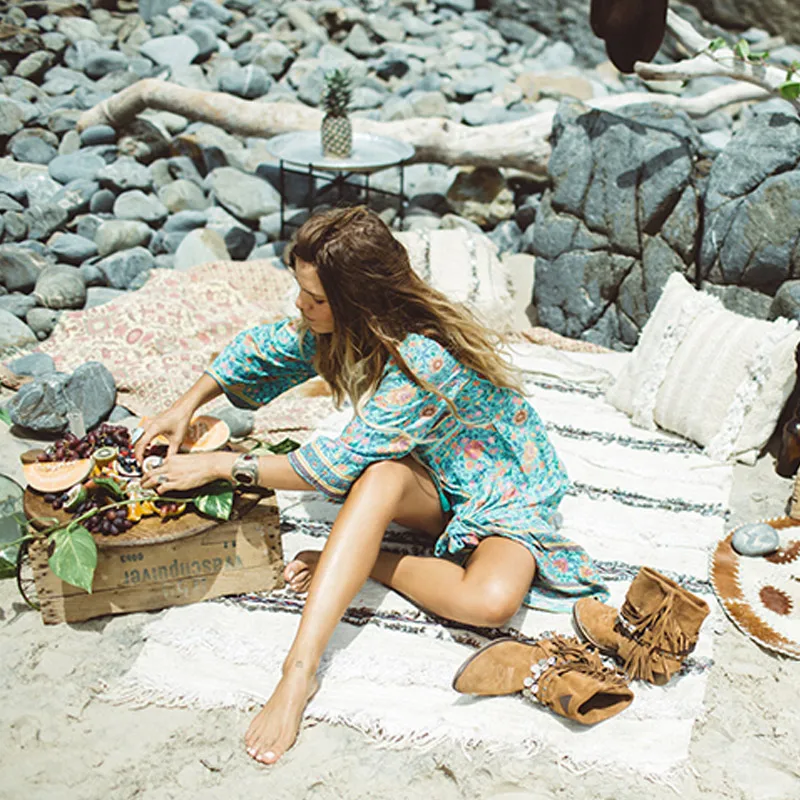 Женское длинное платье кимоно хлопковое с рукавом летучая мышь и цветочным