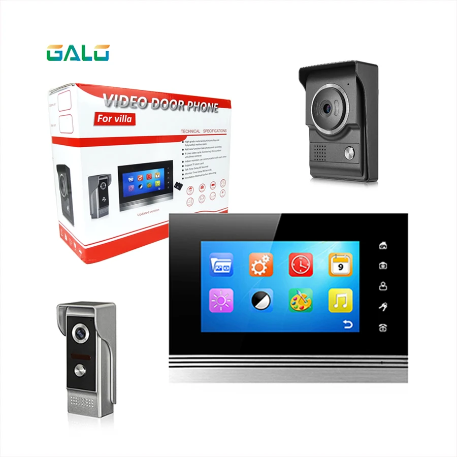 Новый 7 &quotдюймовый видео звонок монитор Интерком + открытый Камера IP65 дверь