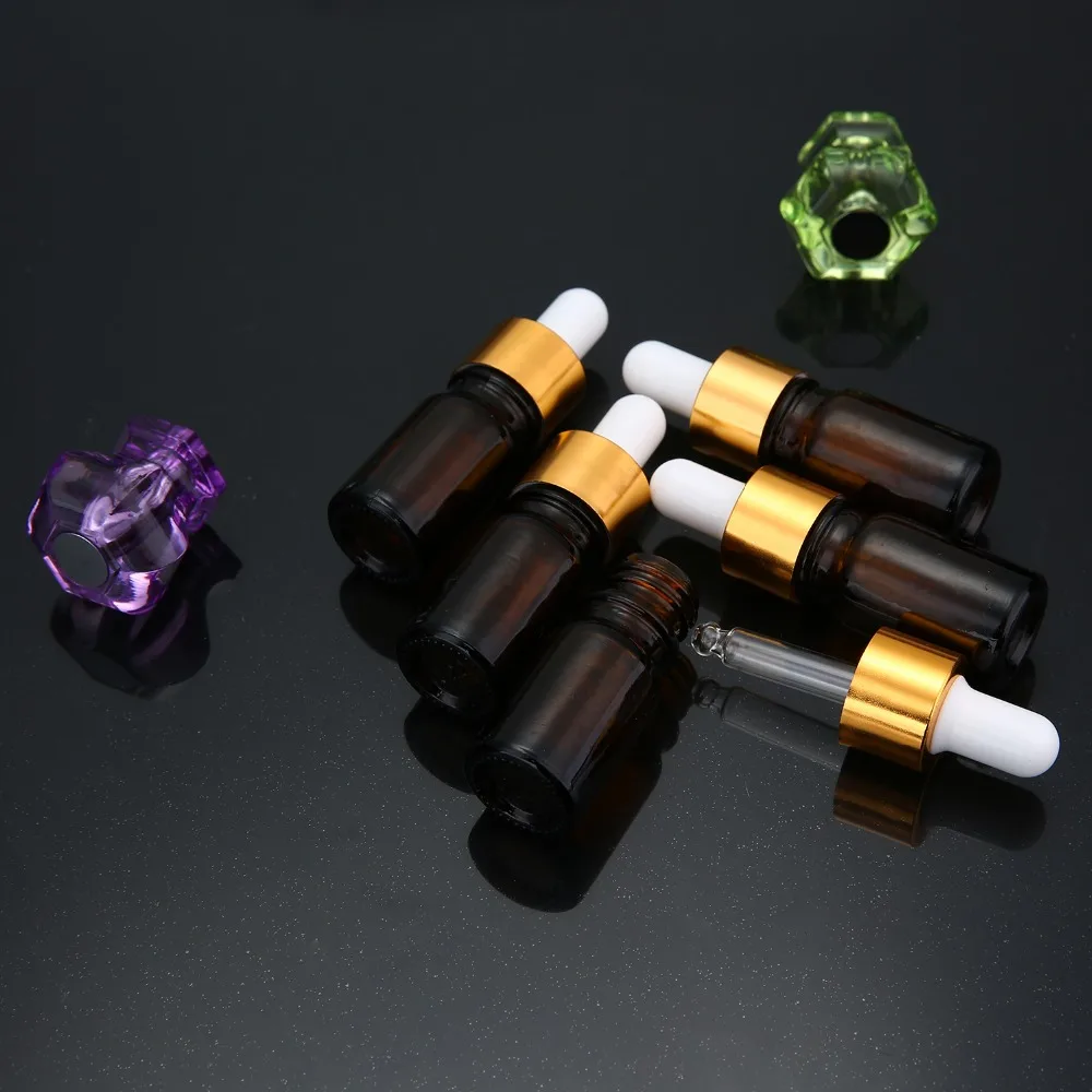 5 шт./компл. янтарные бутылки эфирного масла со стеклянными капельницами для глаз