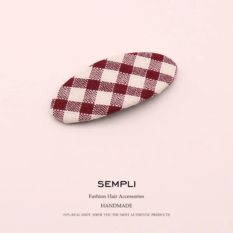 Заколка для волос Sempli в клетку женская Милый хлопковый зажим заколка-Боб