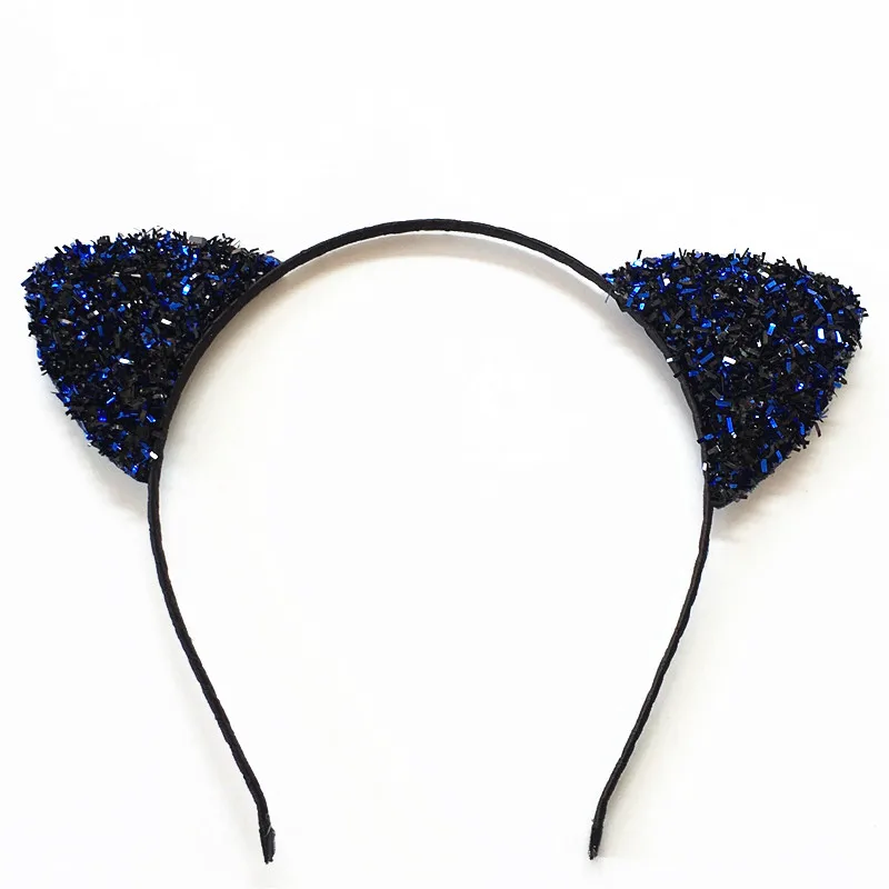 Лидер продаж Детская повязка для волос с кошачьими ушками цветные мерцающие