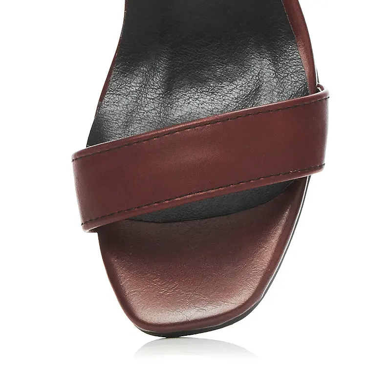 Женские сандалии QUTAA черные повседневные из искусственной кожи на квадратном