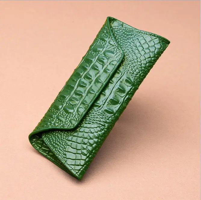 Green Женские кошельки длинный крокодиловый кошелек из натуральной кожи Женский Змеиный клатч портмоне держатель для карт Дамский модный брендовый кошелек - Цвет: Green