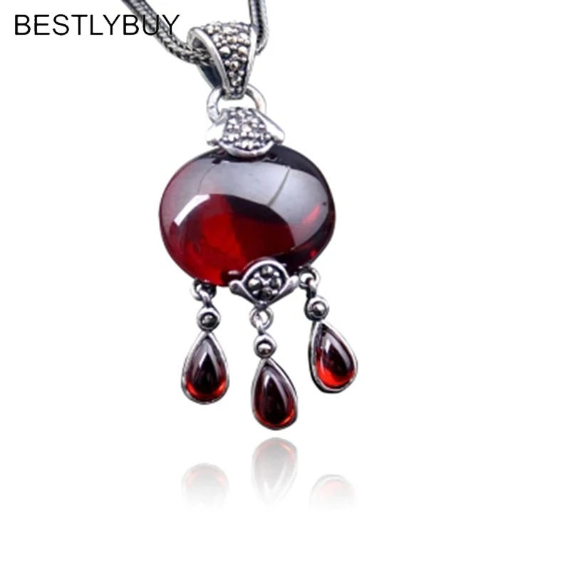 BESTLYBUY Классическая Подвеска с красным гранатом в стиле ретро Женская тайская