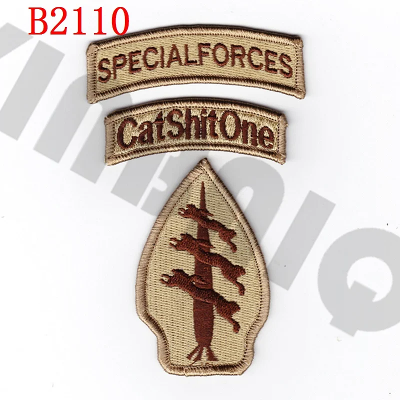 Полный вышивка патч Кот говно один боевой тактика Военная - Цвет: B2110 Tan