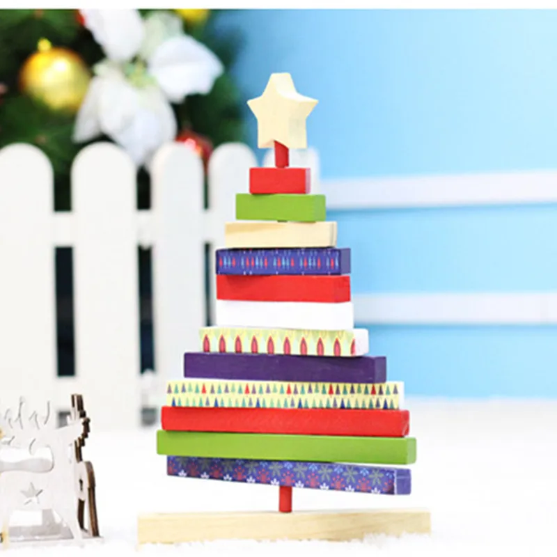 DIY Wooden Christmas Tree Rotating Colorful Creative Home/Shop Holiday Decor Gift | Дом и сад