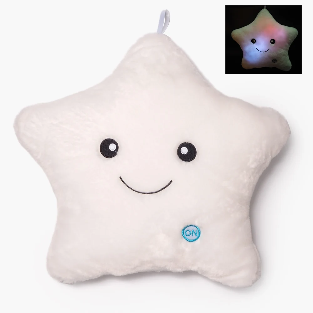 Little J Smiley светящаяся Подушка Рождественские игрушки Светодиодная лампа подушка плюшевые подушки красочные звезды детские игрушки Детский подарок на день рождения - Цвет: WJ383W