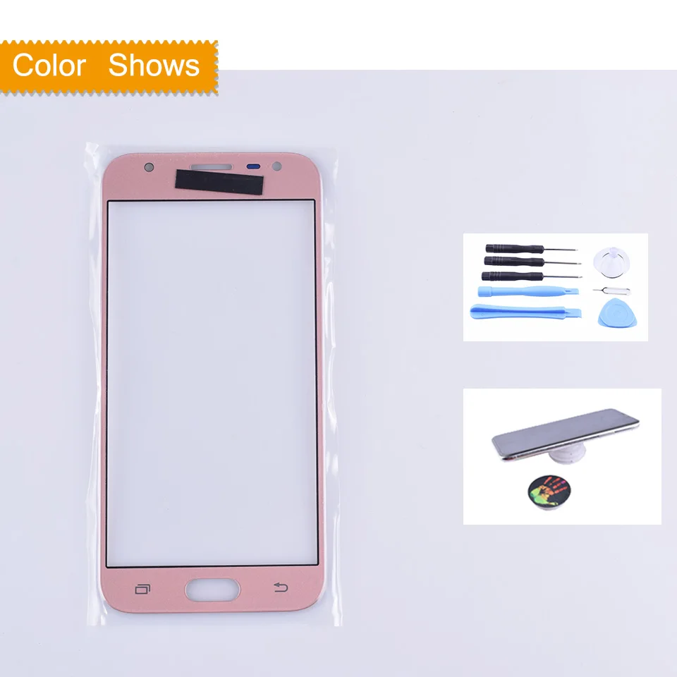 pink with gift Для Samsung Galaxy J3 J330 J330F SM-J330FN SM-J330N SM-J330F/DS Сенсорный экран Передний сенсорный экран со стеклянной панелью ЖК-дисплей всей наружной поверхности линз - Цвет: pink with gift