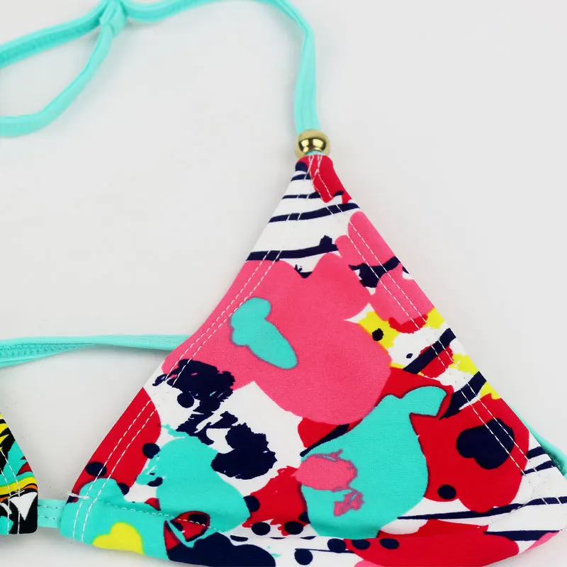 2019 полосатое бикини для девочек-подростков облегающий эластичный купальник