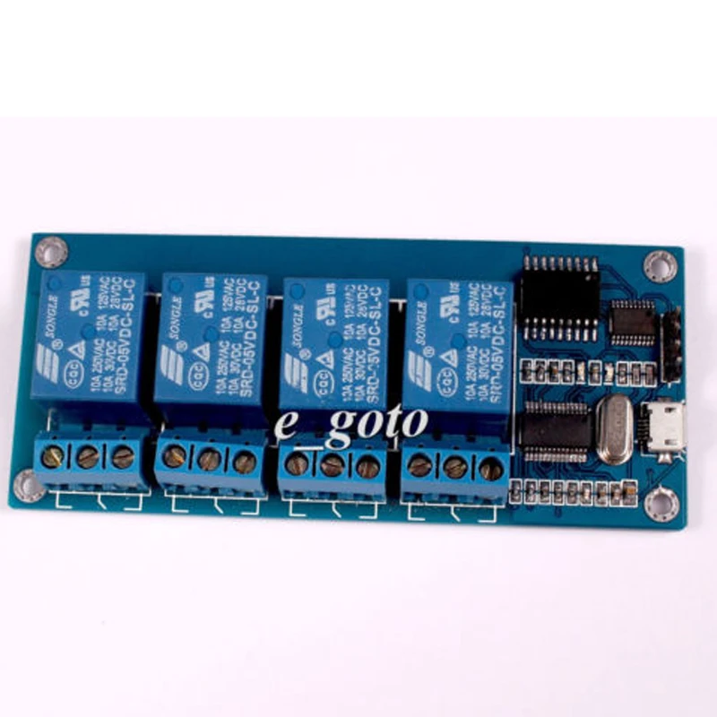 Micro USB 5 В 4 канала релейный модуль Управление реле Serial Порты и разъёмы для Arduino |