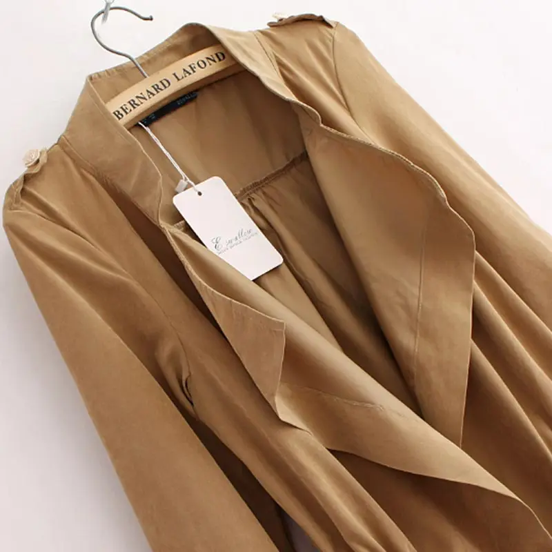 Модные длинные пальто тренчи тонкие ветровки с большими карманами осенняя