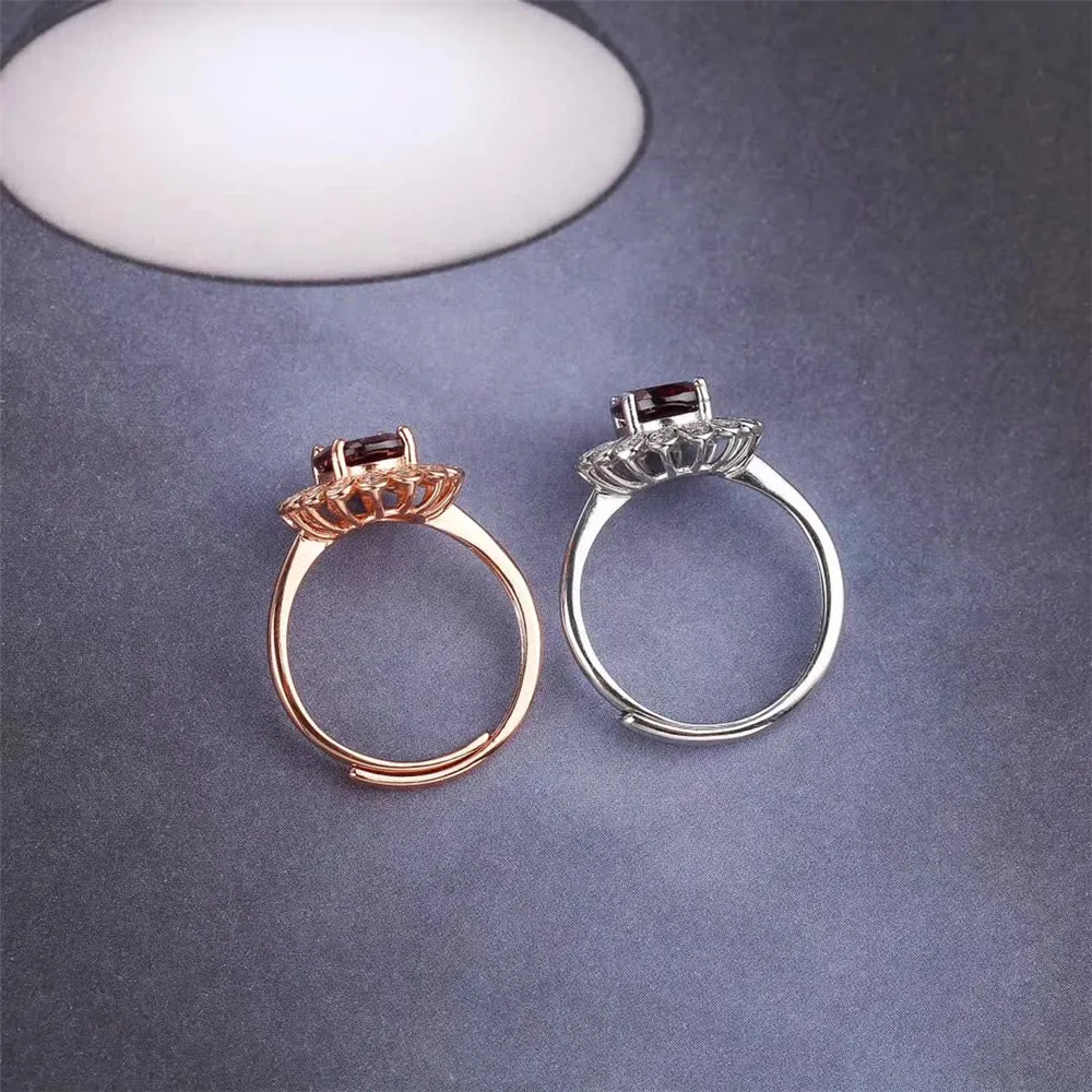 

fashionable 925 sterling silver natural red garnet stud earrings necklace pendant ring jewelry set for female engagement wedding