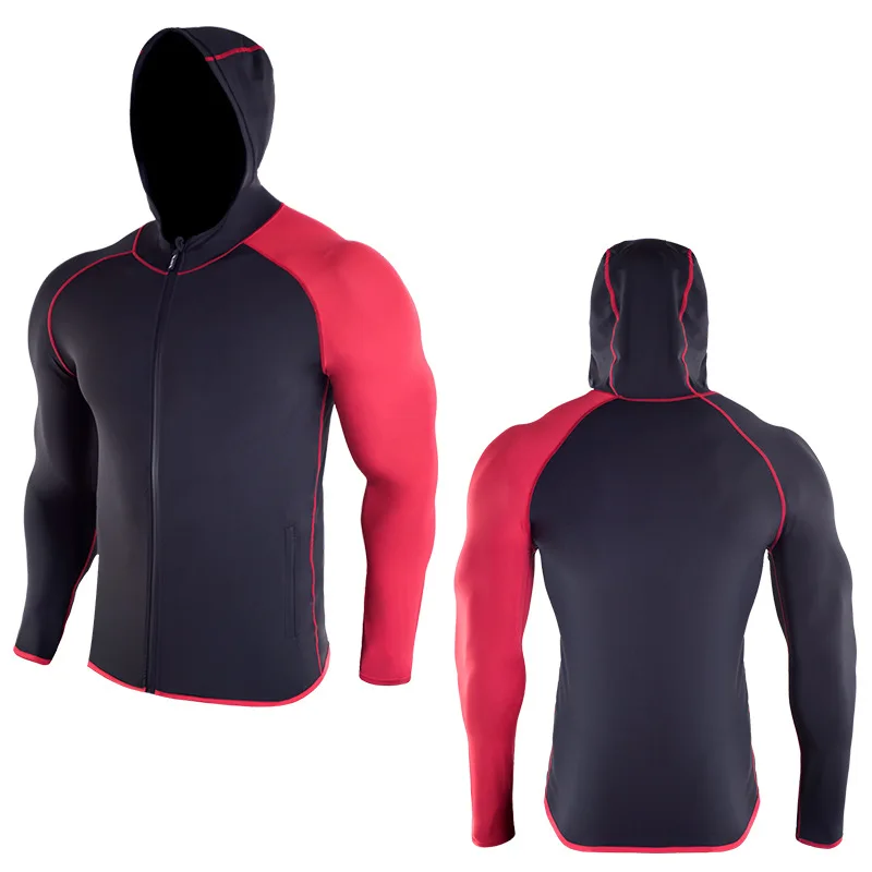 Black-Red Спортивная Толстовка для мужчин куртка для бодибилдинга тренировочная одежда Sudaderas Para Hombre Спортивная кофта для бега спортивная куртка толстовка блузка - Цвет: Black-Red