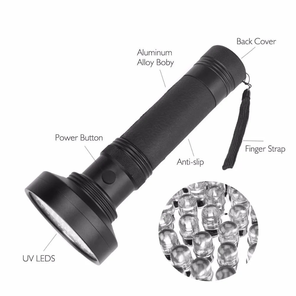 100LED фонарик флуоресцентный детектор света УФ-фонарик фиолетовый Скорпион огни |