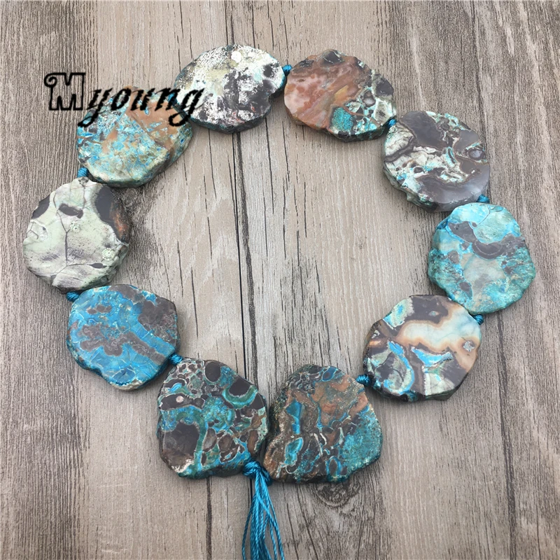 Freeform морские синие осадки jaspers ломтик бусины Jaspers плита подвесные Агаты для DIY
