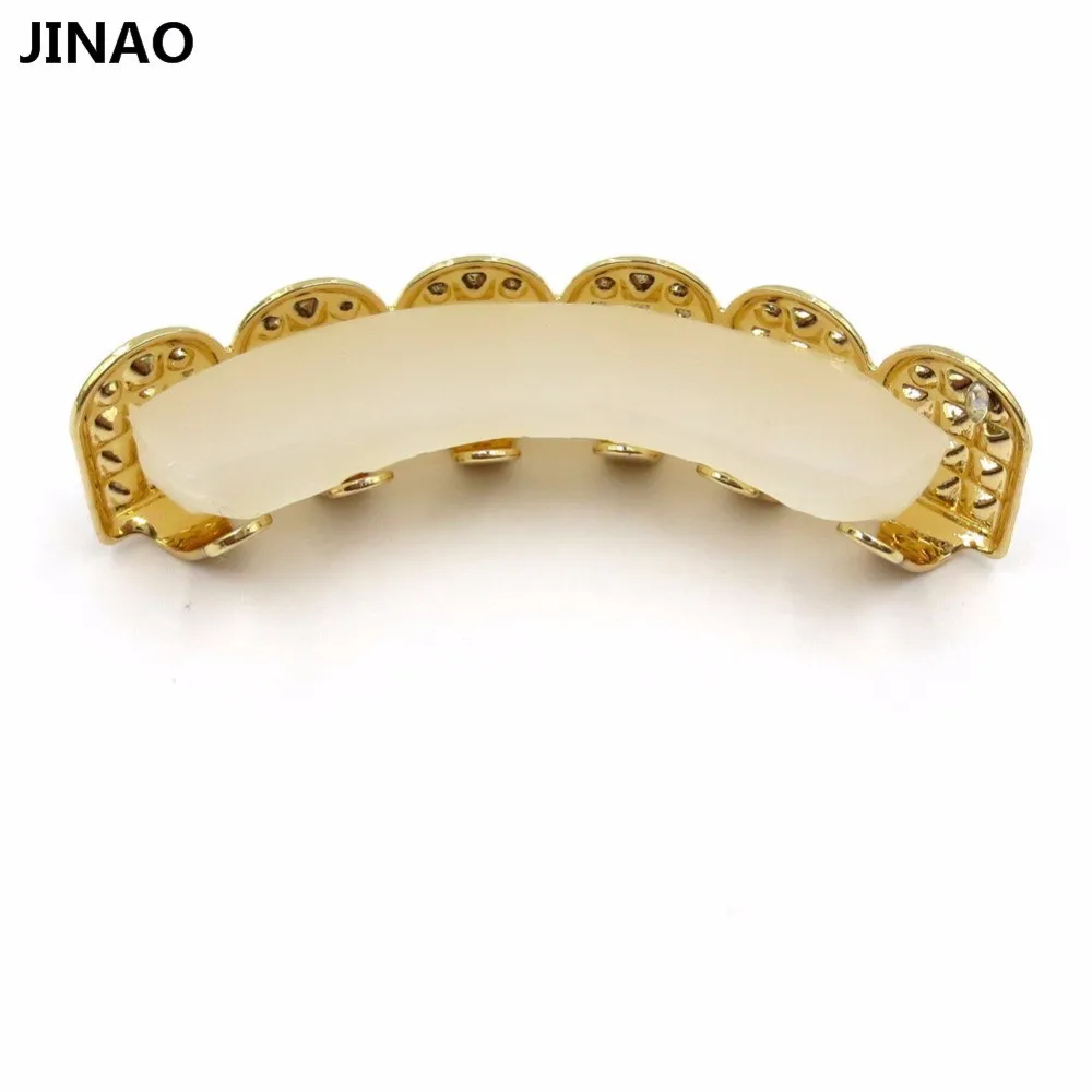 12 комплектов цзинао Позолоченные ICED OUT CZ зубы GRILLZ верхней нижней крышки зуба хип хоп Bling комплект решеток для Рождества
