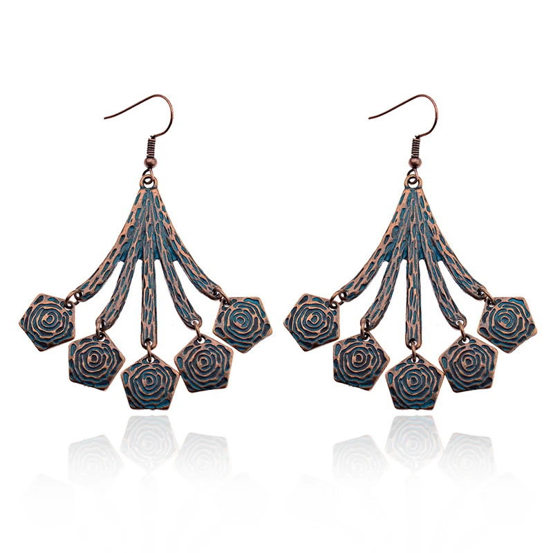 2019 Винтажные серьги подвески с крупным профилем пентаграммы для женщин богемные