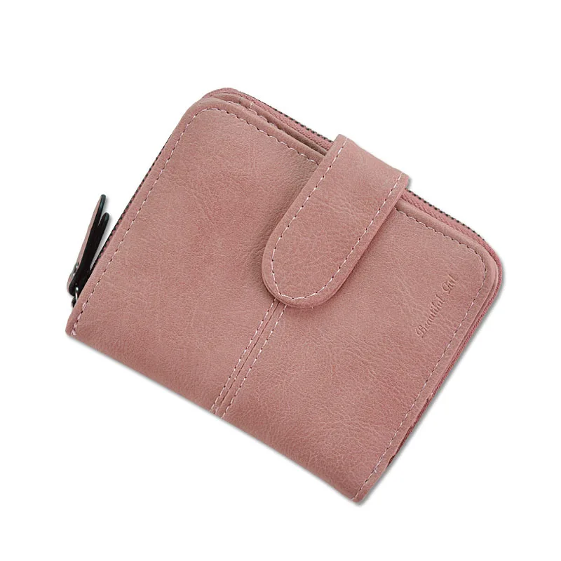 Pink Женский маленький кошелек для кредитных карт, Женский кошелек для монет, кожаный кошелек, модный короткий клатч, Женский Одноцветный мини-кошелек, женские кошельки - Цвет: Pink