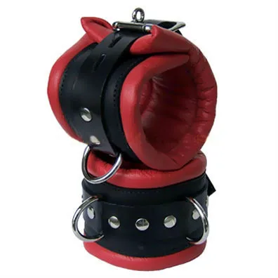 

Black&Red PU Leather Soft Padded Hand Cuff Ankle Cuffs Sex Toys BDSM Bondage Restraint Handcuffs For Adults Games Sex Products