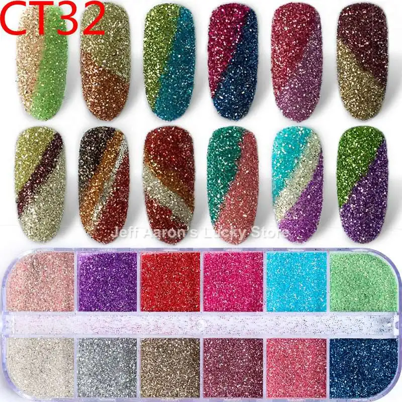 CT32 1 коробка, Смешанные Лазерные звездочки, сердце, блестки для ногтей, блестки, наклейки для дизайна ногтей, аксессуары для маникюра, акриловый набор для ногтей - Цвет: CT32