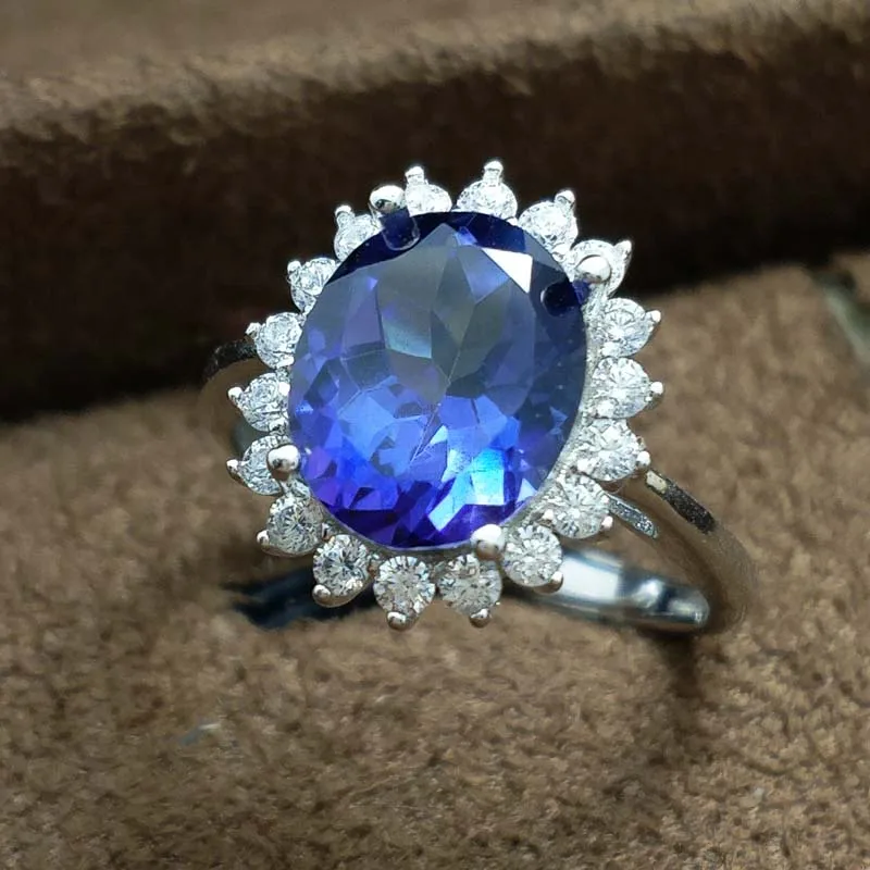FLZB, высокое качество Сапфир Цвет Топаз драгоценный камень 5,5 ct OV 8*10 мм 925 пробы серебряные ювелирные изделия обручальное кольцо