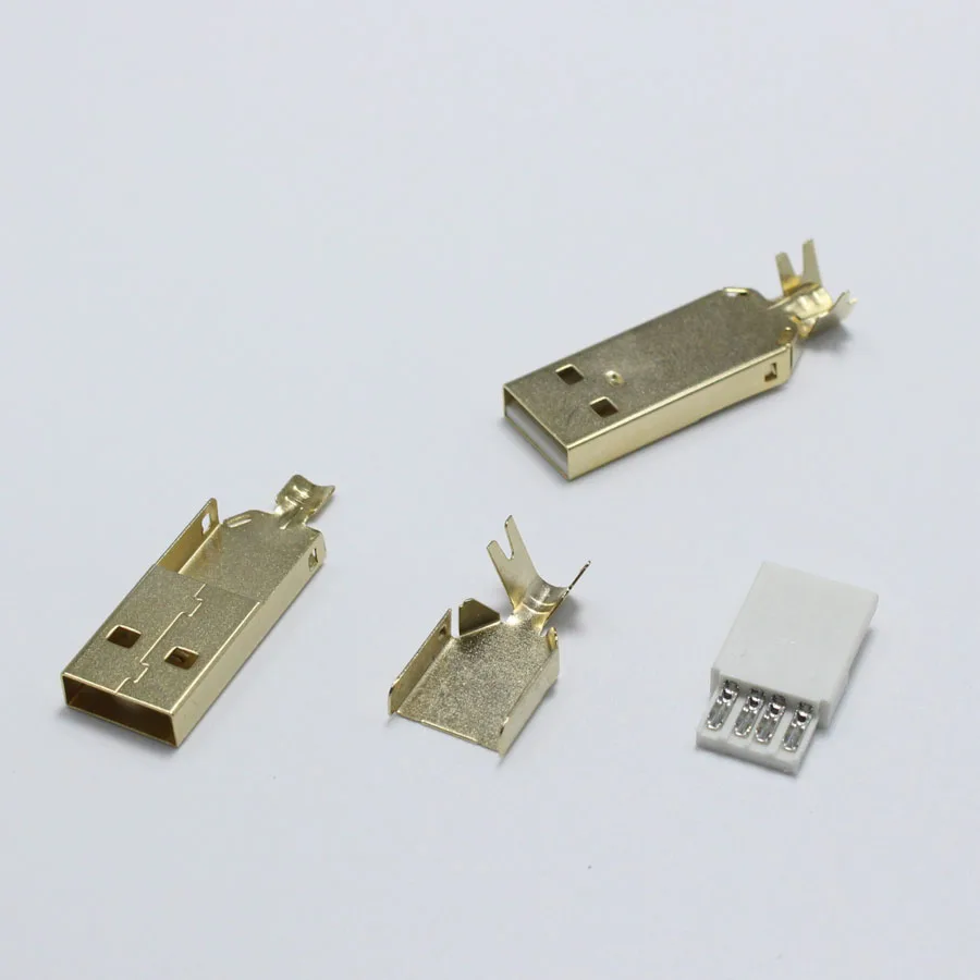 2 комплекта USB 2,0 тип A сварочный штекер Позолоченные разъемы usb Хвостовая розетка 3 в 1 DIY адаптер
