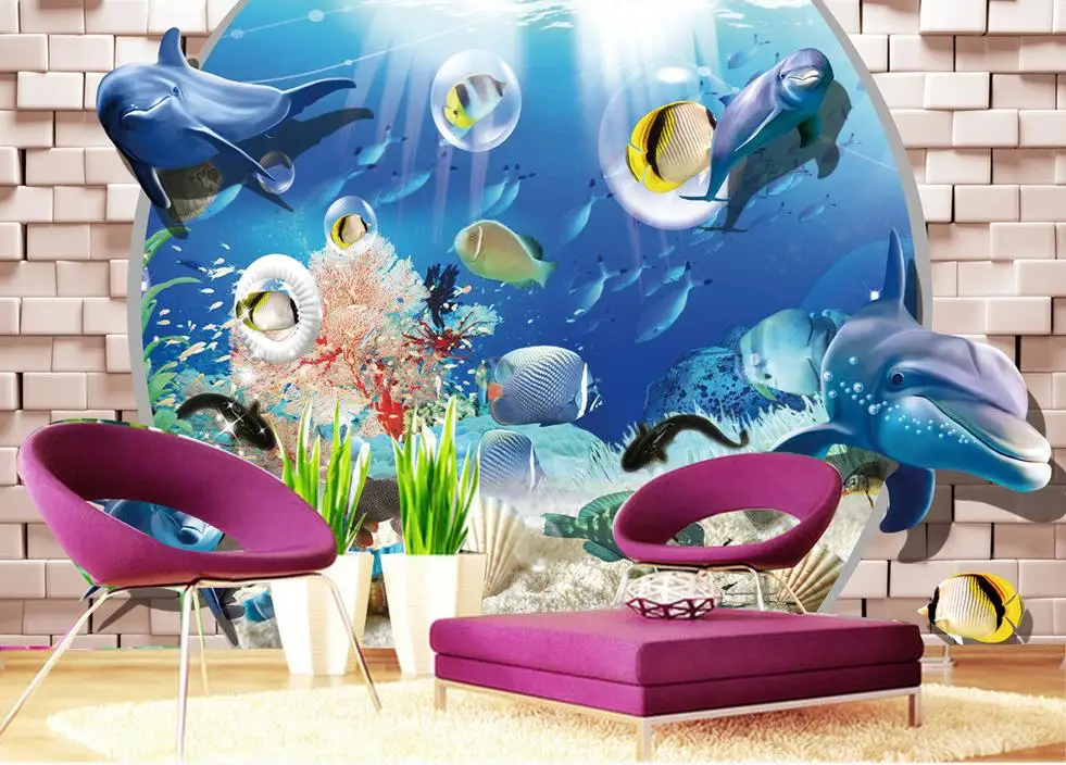 Фотообои для стен большие 3D стерео романтические океанские фотообои гостиной 3d