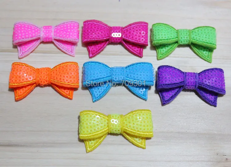 

New Coming 1.7" neon sequin bows girls hair bows for hair accessories DIY hair bows 7colors all have stock