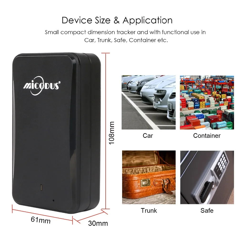 Сильный магнитный GPS трекер AT4 для автомобиля 2G IPX5 водонепроницаемый 10000 мАч в