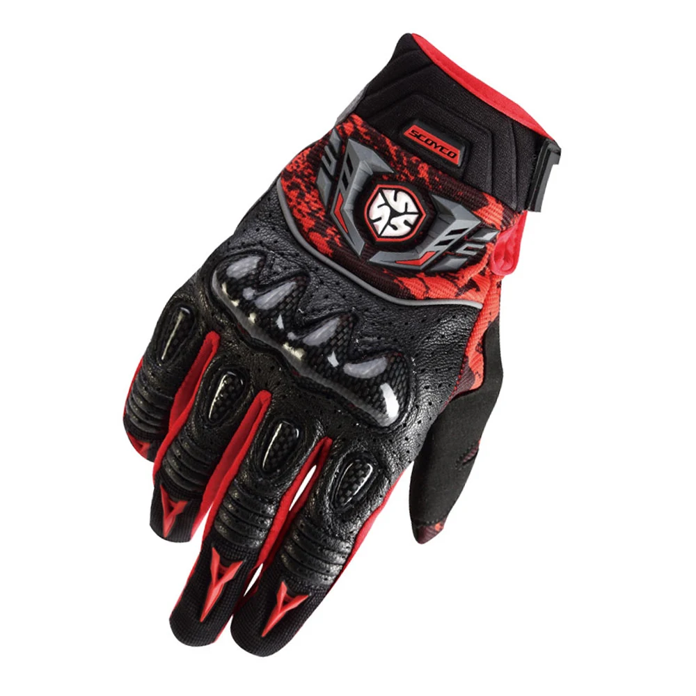 black red SCOYCO мотоциклетные перчатки дышащие Guantes мото перчатки женские ноские кожаные гоночные мотоциклетные перчатки для мотокросса - Цвет: black red