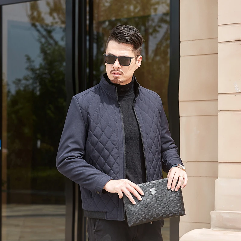 Мужская повседневная утепленная куртка бомбер приталенная из 100% хлопка мужская