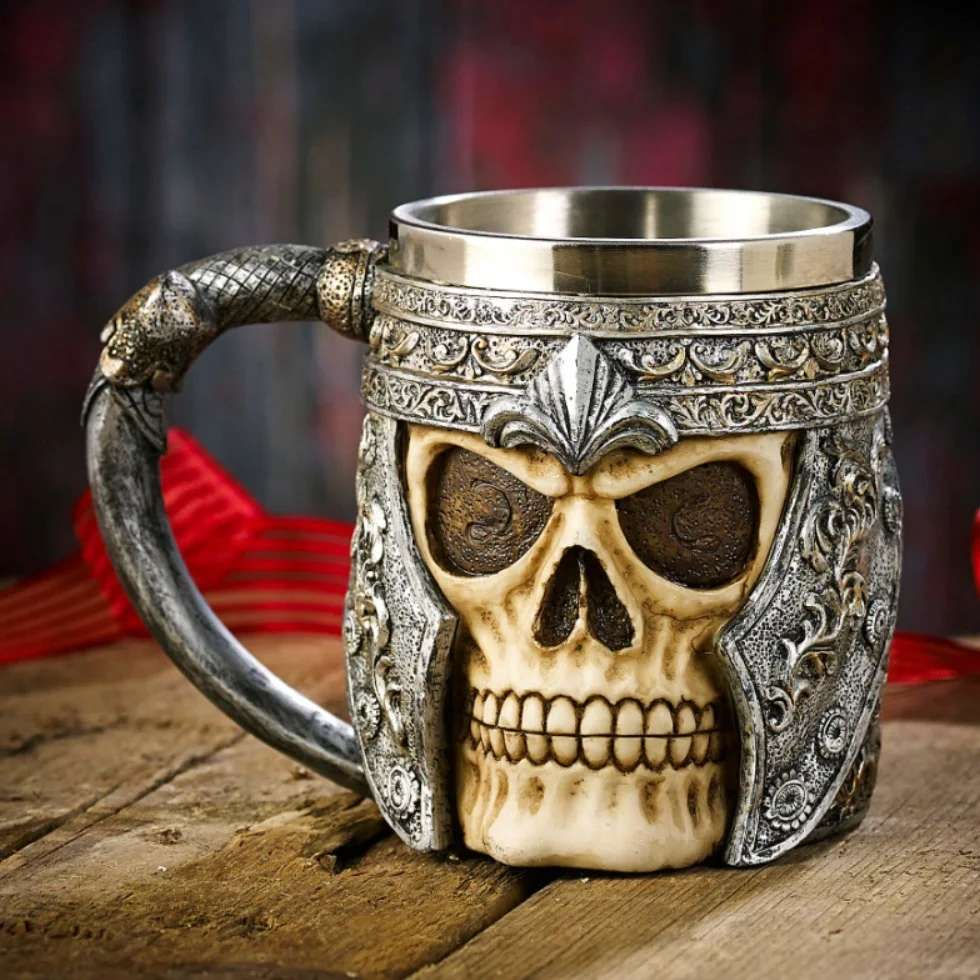 1Piece 350ML Resin Double Wall Stainless Steel 3D Skull Mugs Coffee Tea Bottle Mug Drinking Cup | Дом и сад