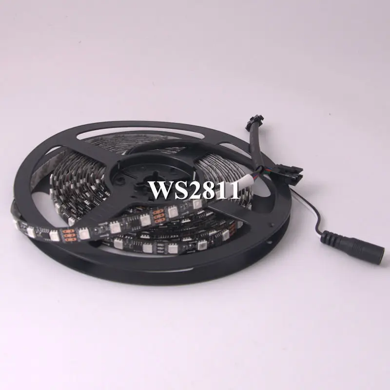 Светодиодная лента 5 м 12 в пост. Тока WS2811 черная/белая 30/48/60 светодиодов/м 10/16/20