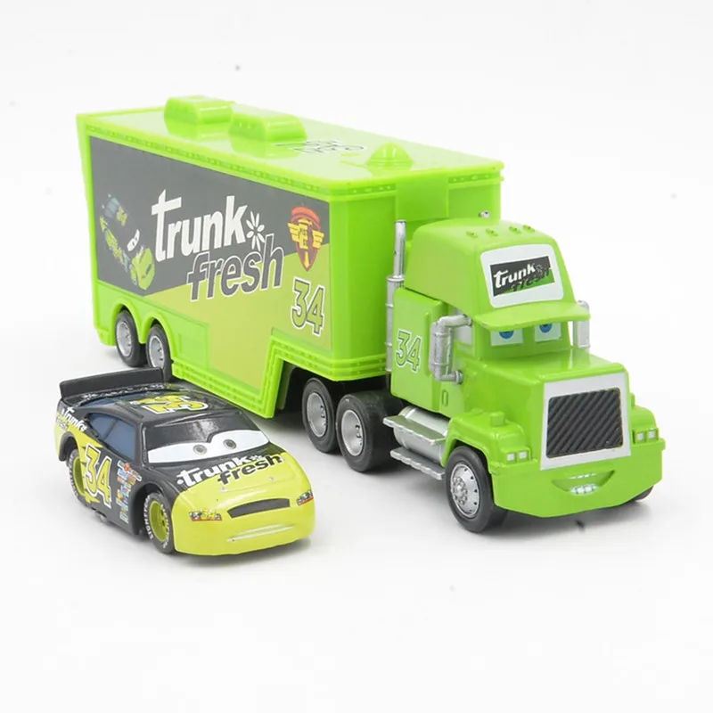 Disney Pixar Cars 2 шт. Lightning Mcqueen No.34 Mack Truck & Dacer 1:55 литой металлический сплав и пластик