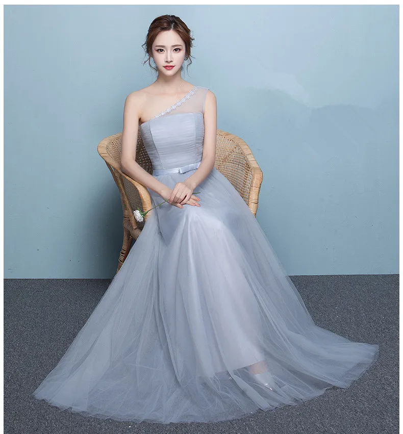 Платье подружки невесты длинное светло серое платье без рукавов для выпускного