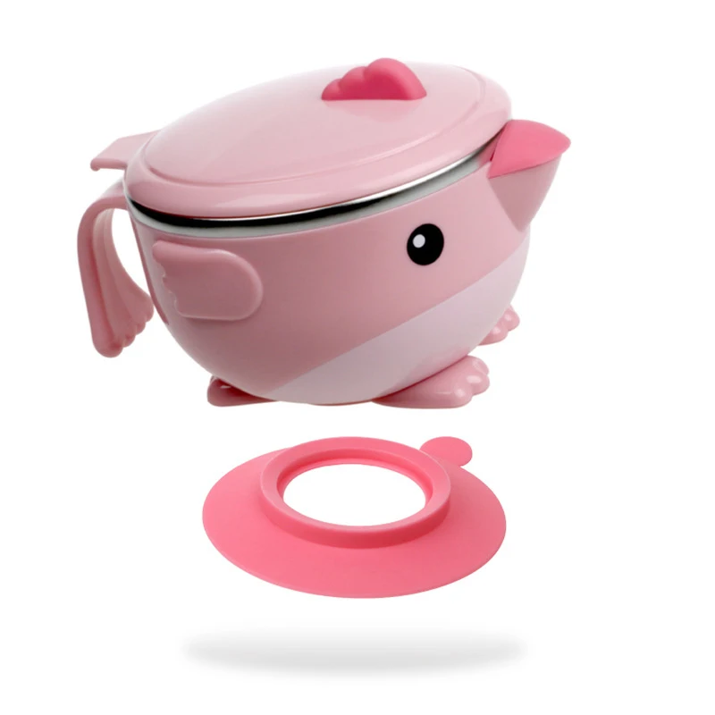 Pink water bowl Набор детской посуды из нержавеющей стали с милыми мультяшными героями, термопосуда для детей, термоизоляционная чаша для детей, столовая утварь для кормления MBG0372 - Цвет: Pink water bowl